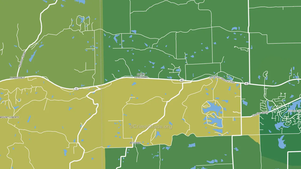 Stony Lonesome, IN Map of Murder Rates