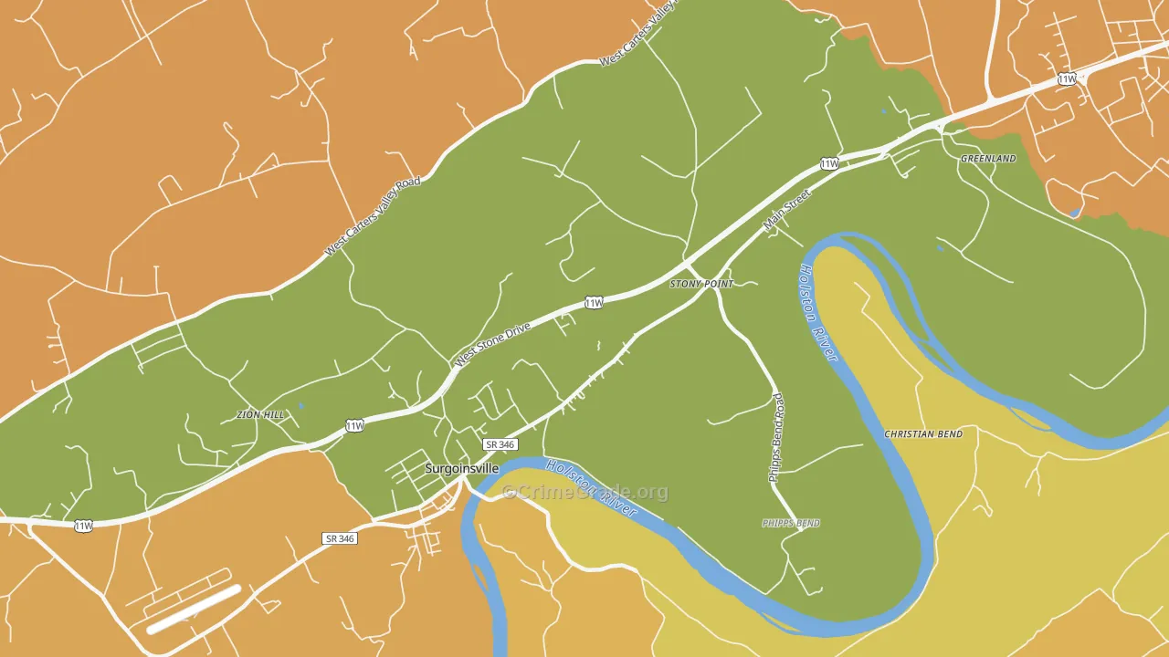 Stony Point, TN Map of Murder Rates