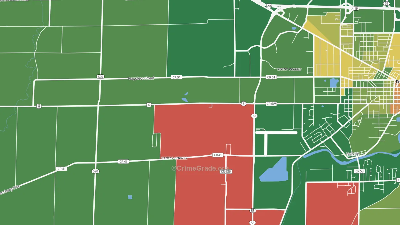 Stony Prairie, OH Map of Murder Rates