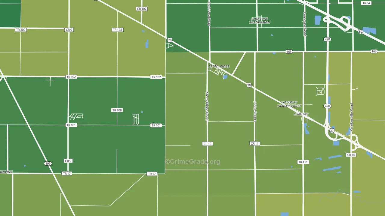 Stony Ridge, OH Map of Murder Rates