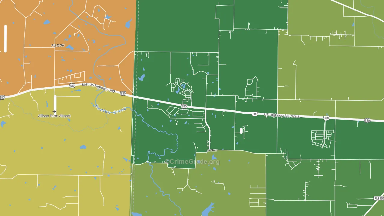 Stony, TX Map of Murder Rates