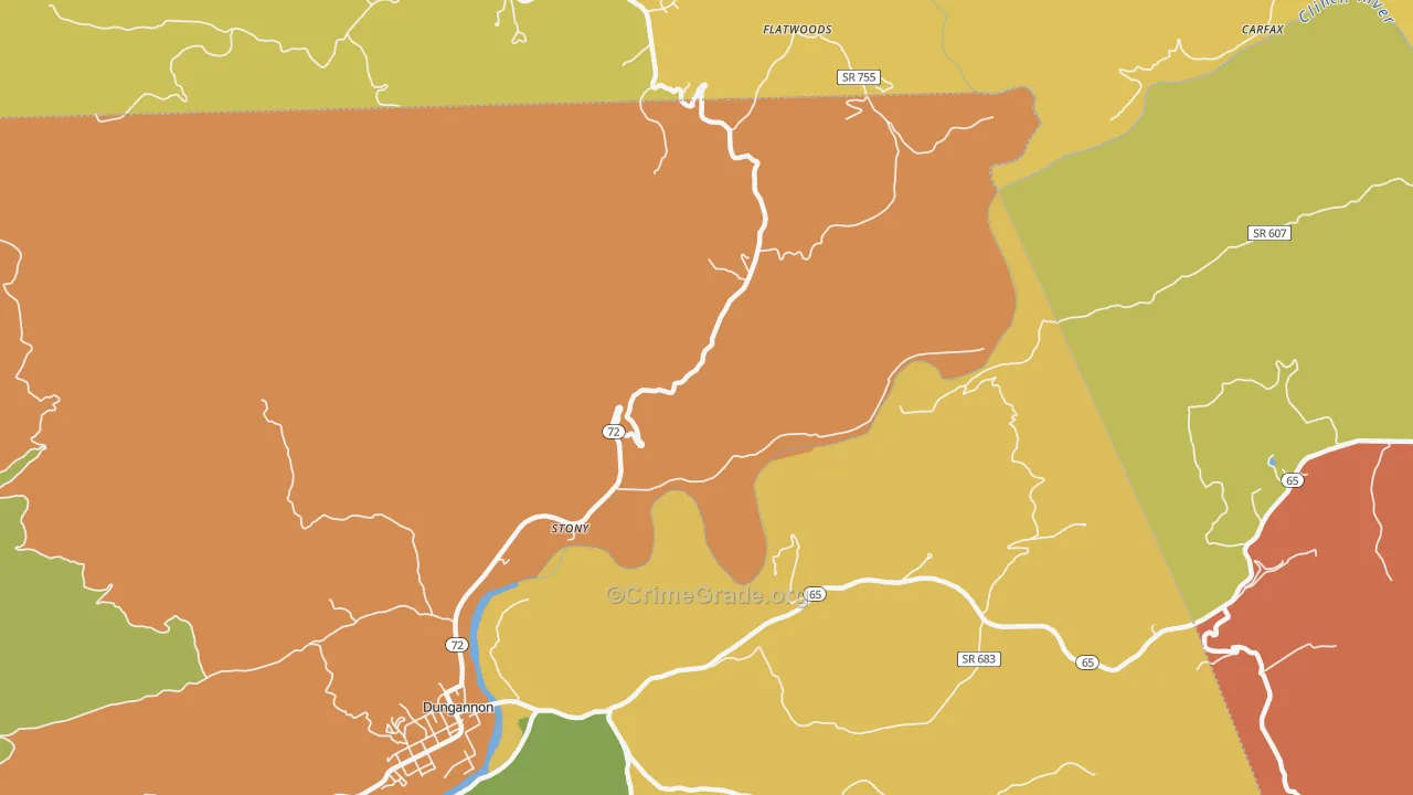 Stony, VA Map of Murder Rates