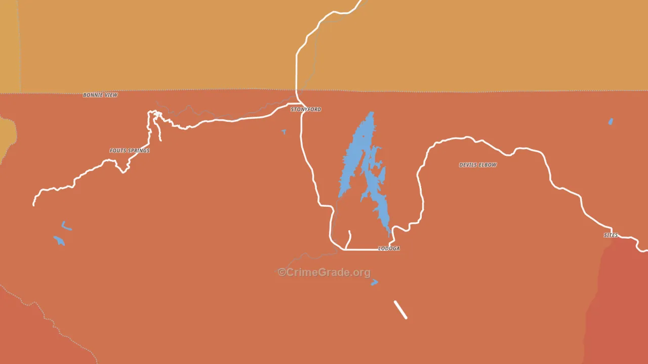 Stonyford, CA Map of Murder Rates
