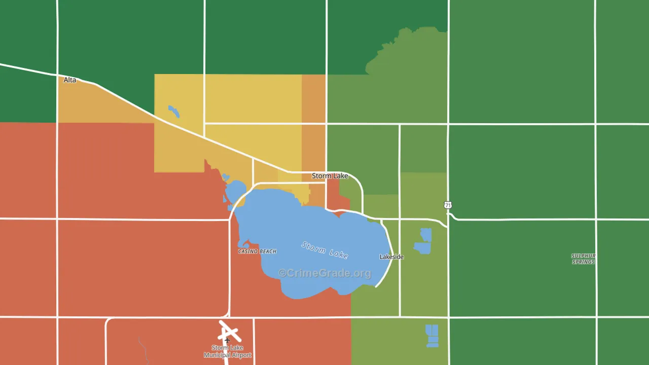 Storm Lake, IA Map of Murder Rates