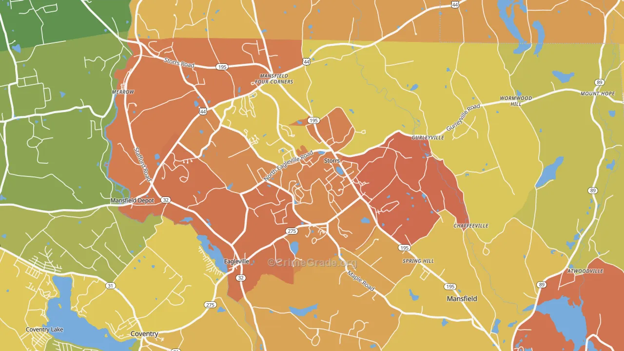 Storrs, CT Map of Murder Rates