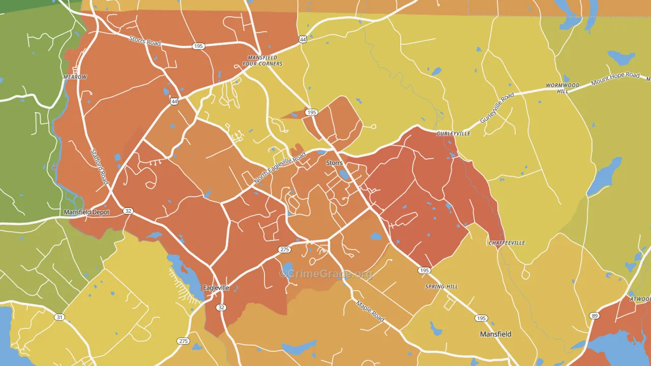 Storrs Mansfield, CT Map of Murder Rates