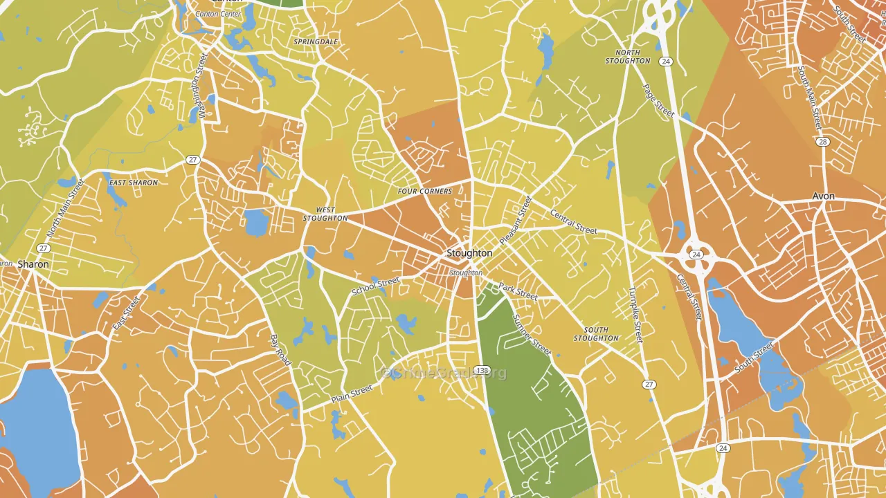 Stoughton, MA Map of Murder Rates