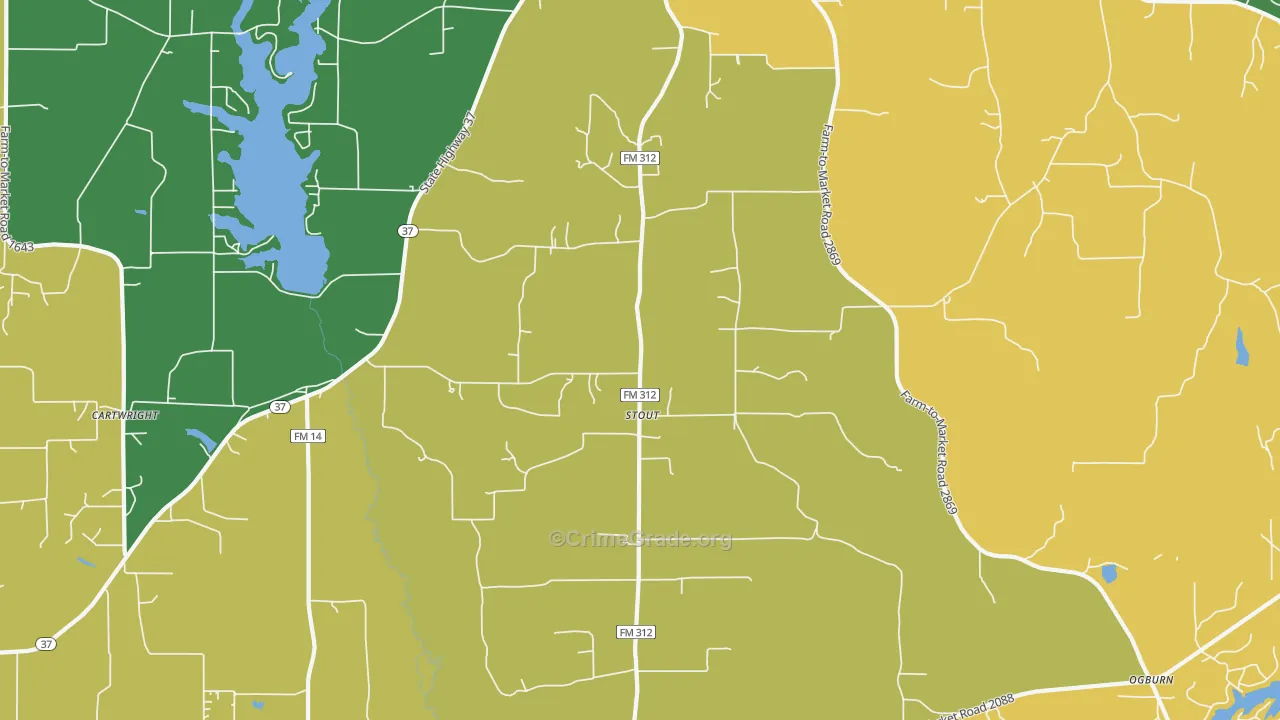 Stout, TX Map of Murder Rates