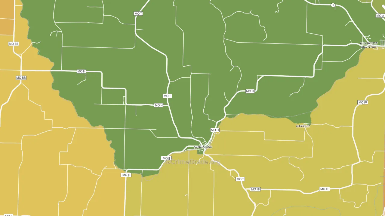 Stoutland, MO Map of Murder Rates