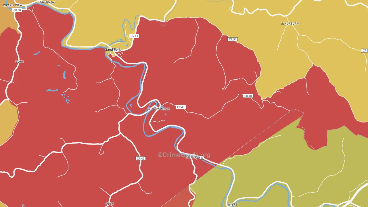 Stouts Mills, WV Map of Murder Rates