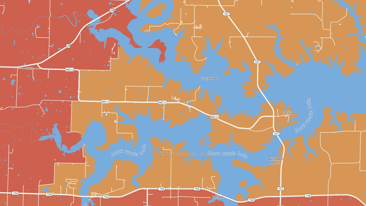 Stoutsville, MO Map of Murder Rates