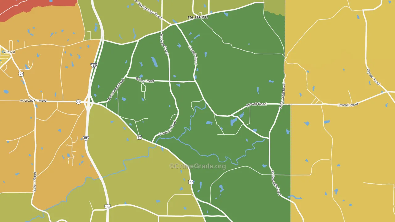 Stovall, GA Map of Murder Rates