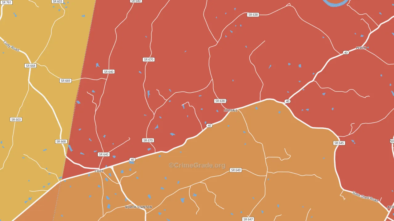 Stovall, VA Map of Murder Rates