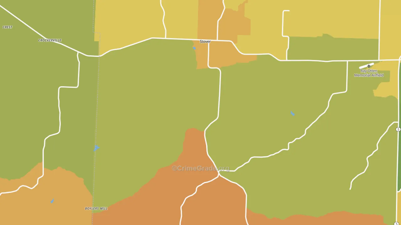 Stover, MO Map of Murder Rates