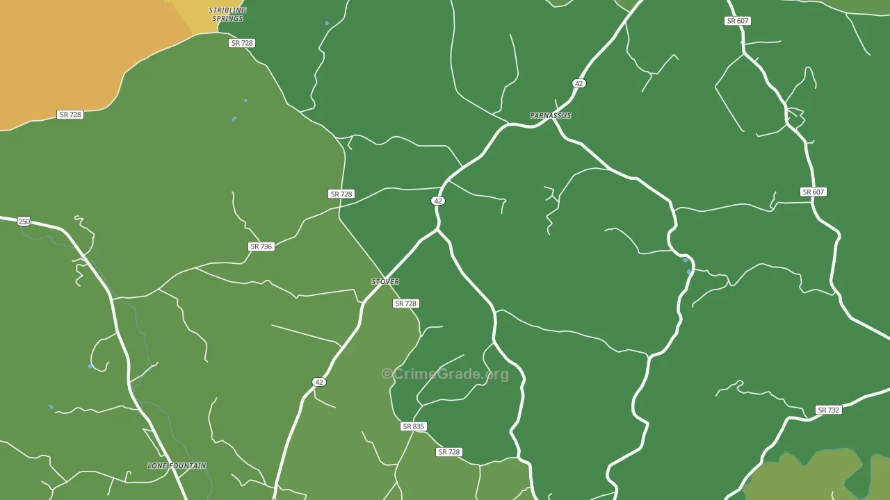 Stover, VA Map of Murder Rates