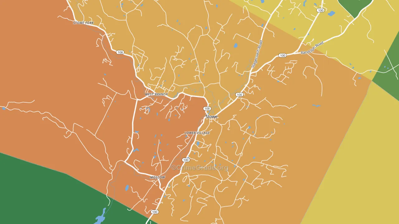 Stowe, VT Map of Murder Rates