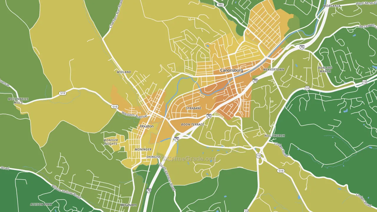 Strabane, PA Map of Murder Rates