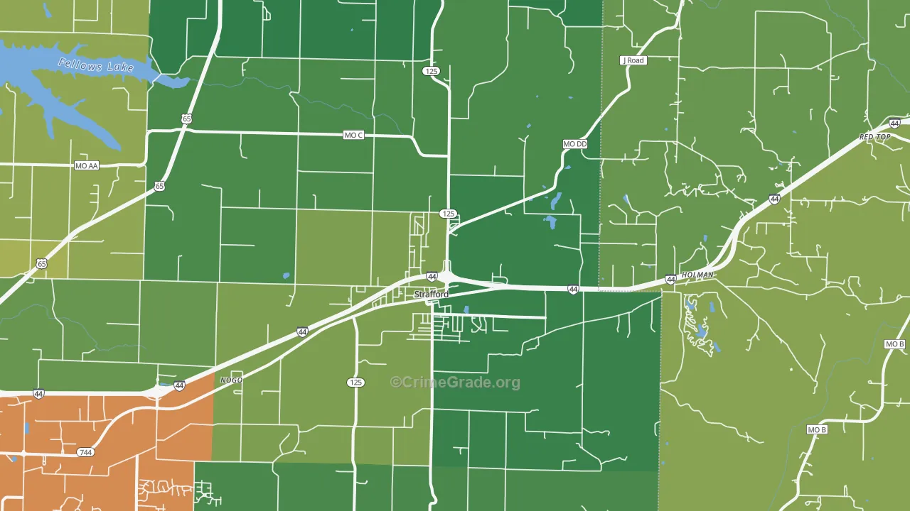 Strafford, MO Map of Murder Rates