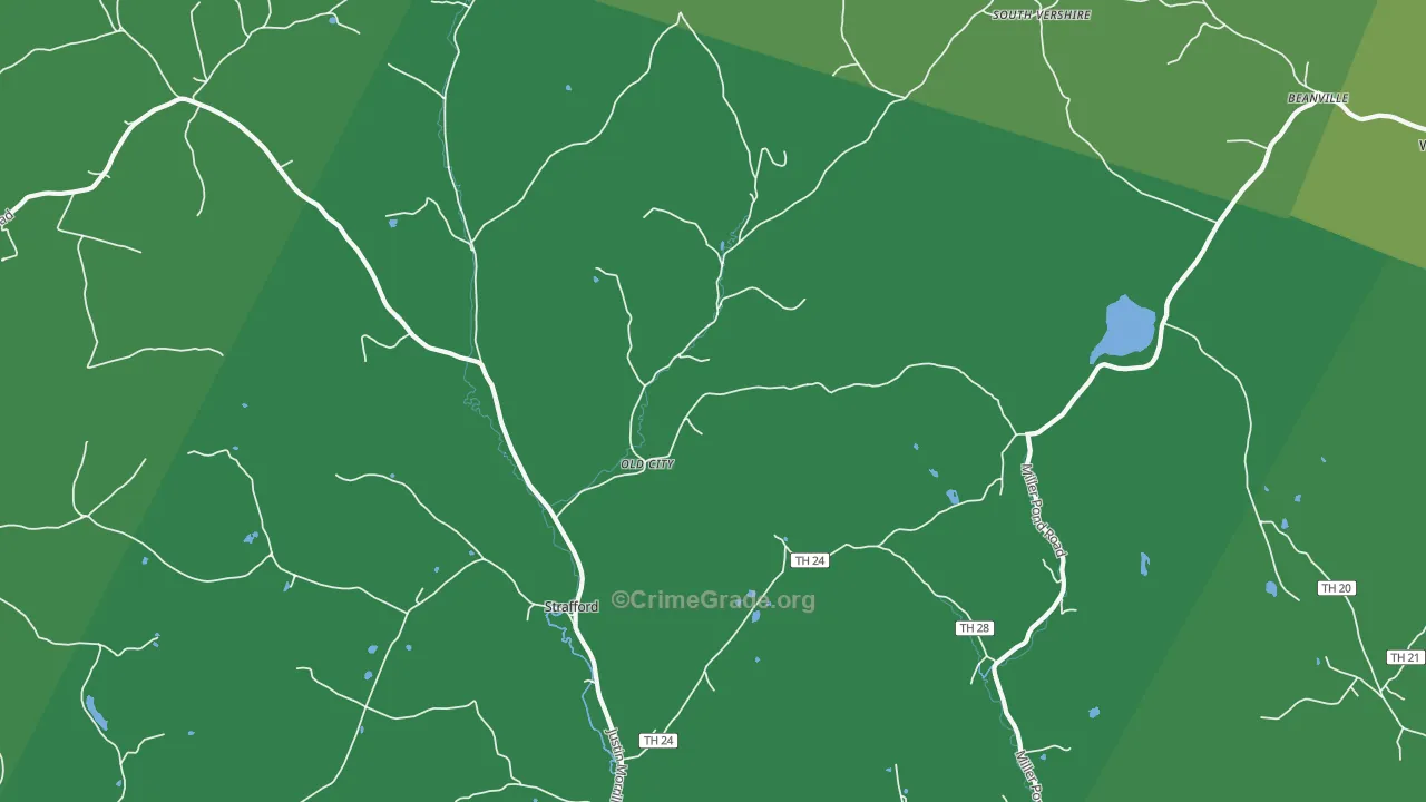 Strafford, VT Map of Murder Rates