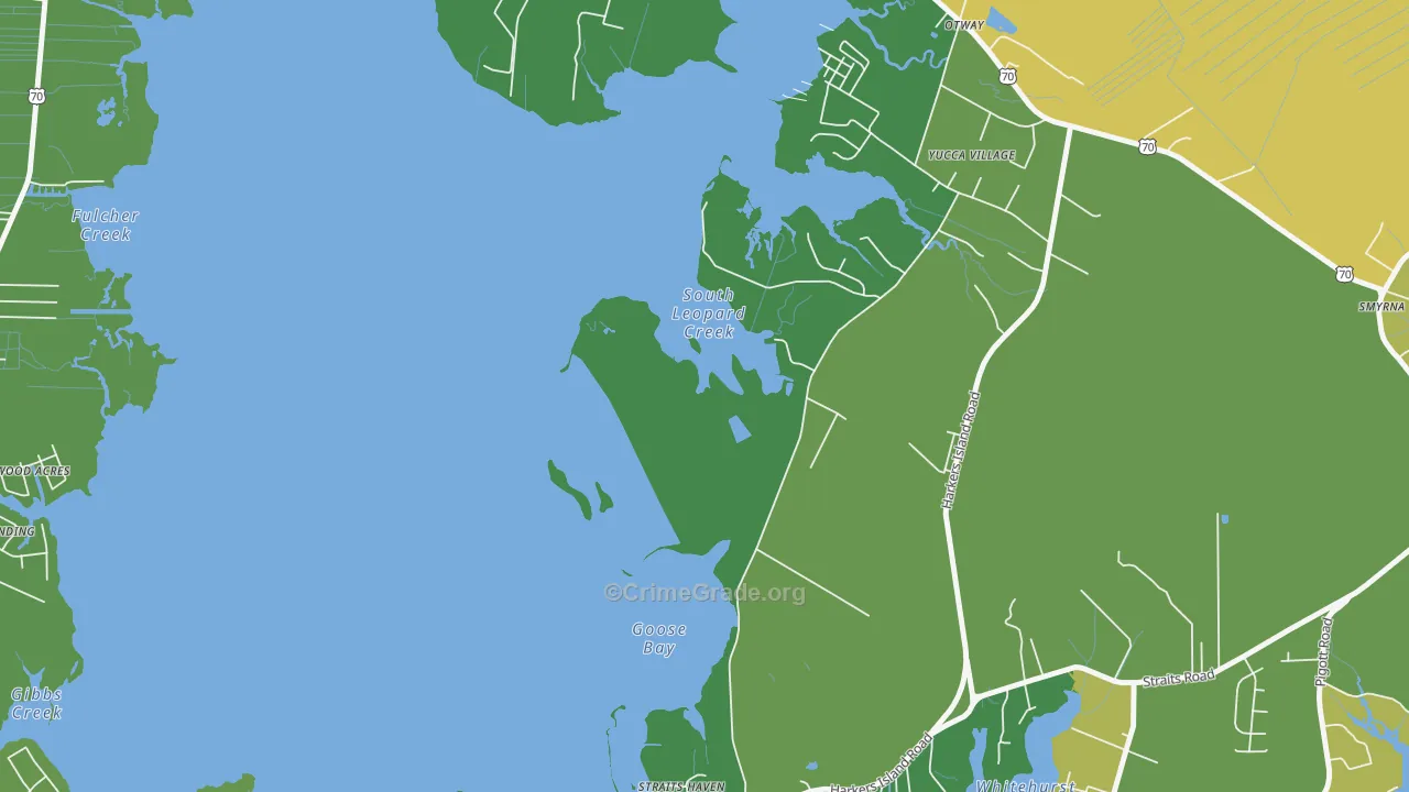 Straits, NC Map of Murder Rates