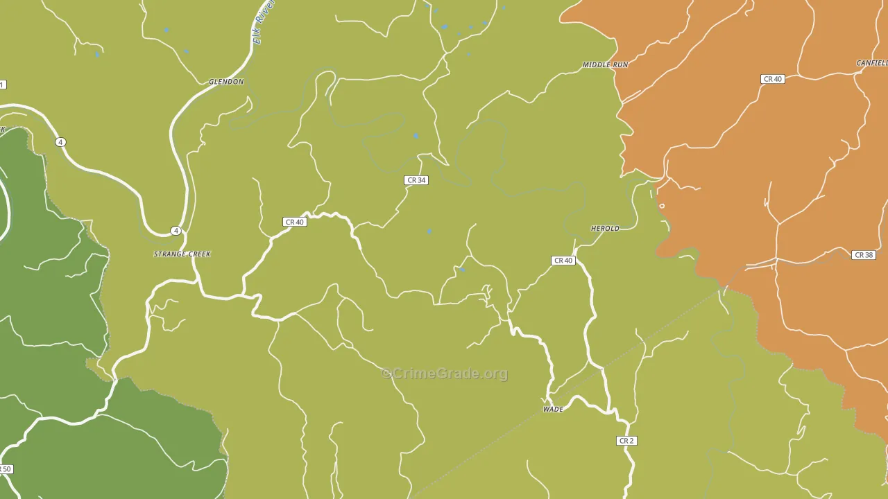 Strange Creek, WV Map of Murder Rates