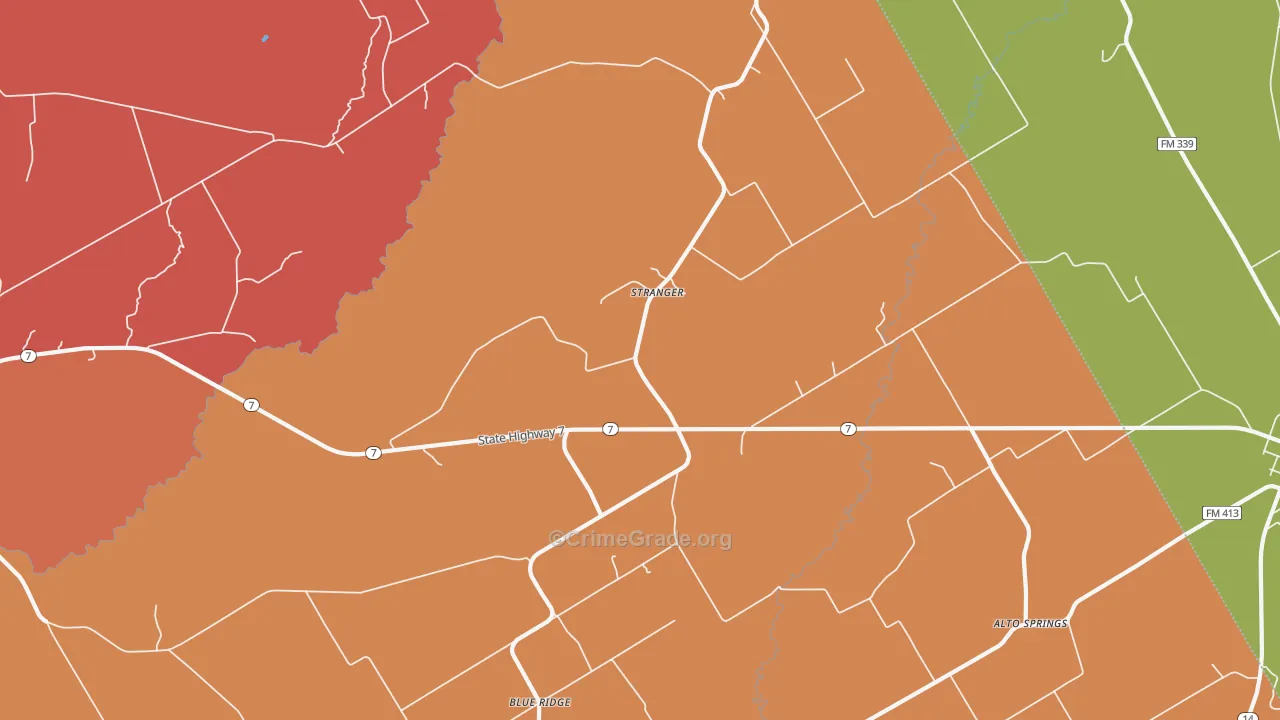 Stranger, TX Map of Murder Rates
