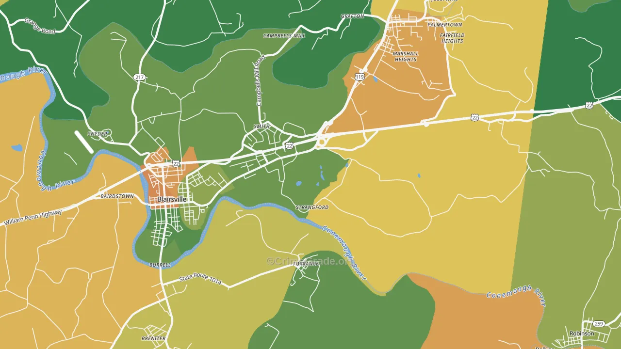 Strangford, PA Map of Murder Rates