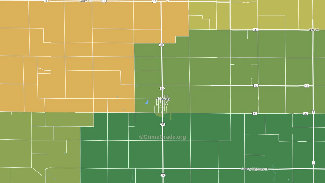 Strasburg, IL Map of Murder Rates