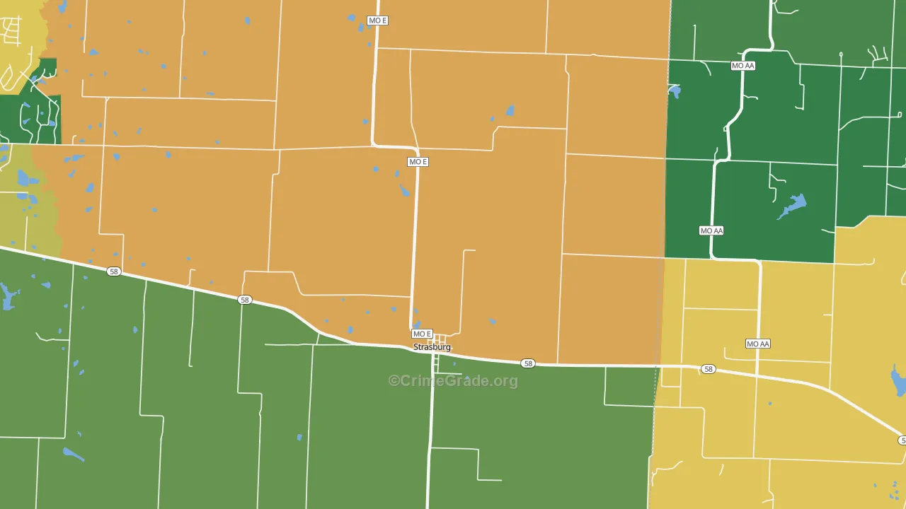 Strasburg, MO Map of Murder Rates