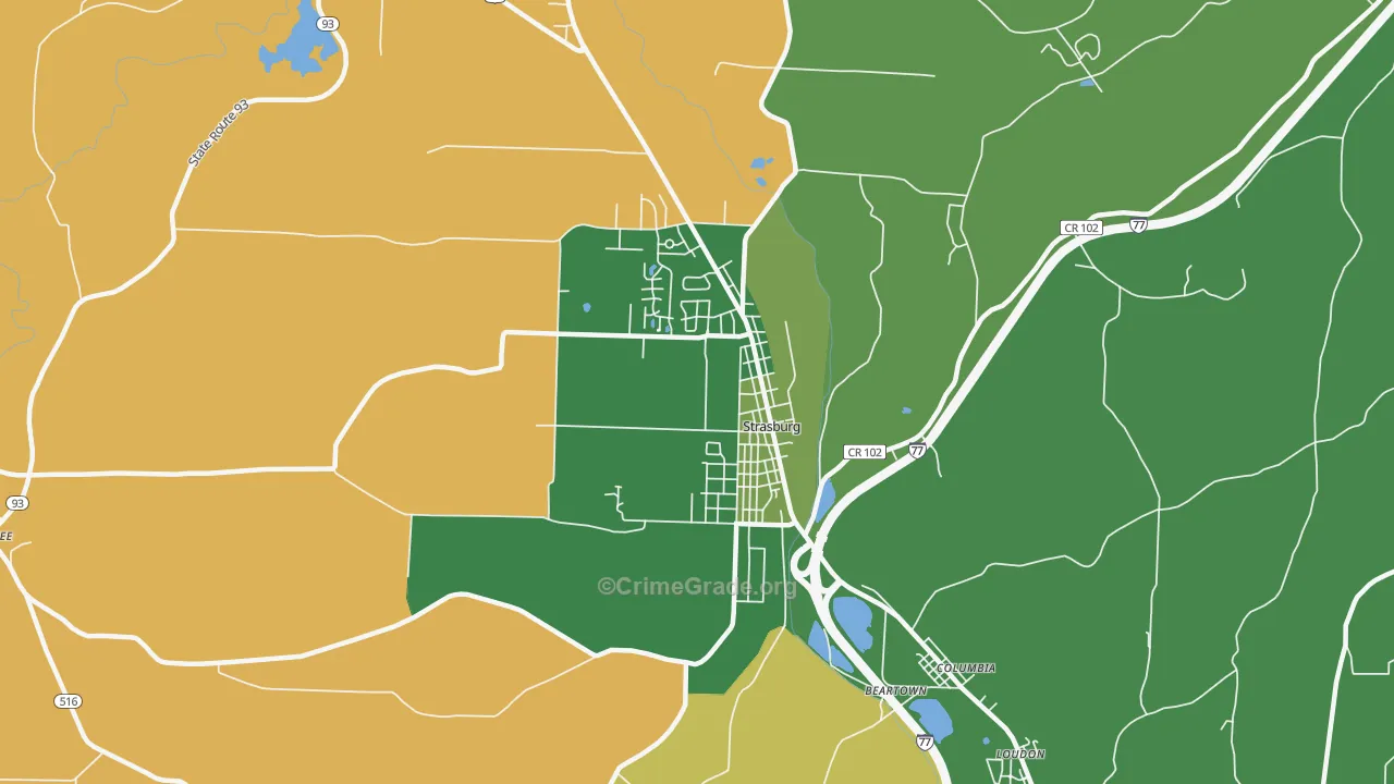 Strasburg, OH Map of Murder Rates