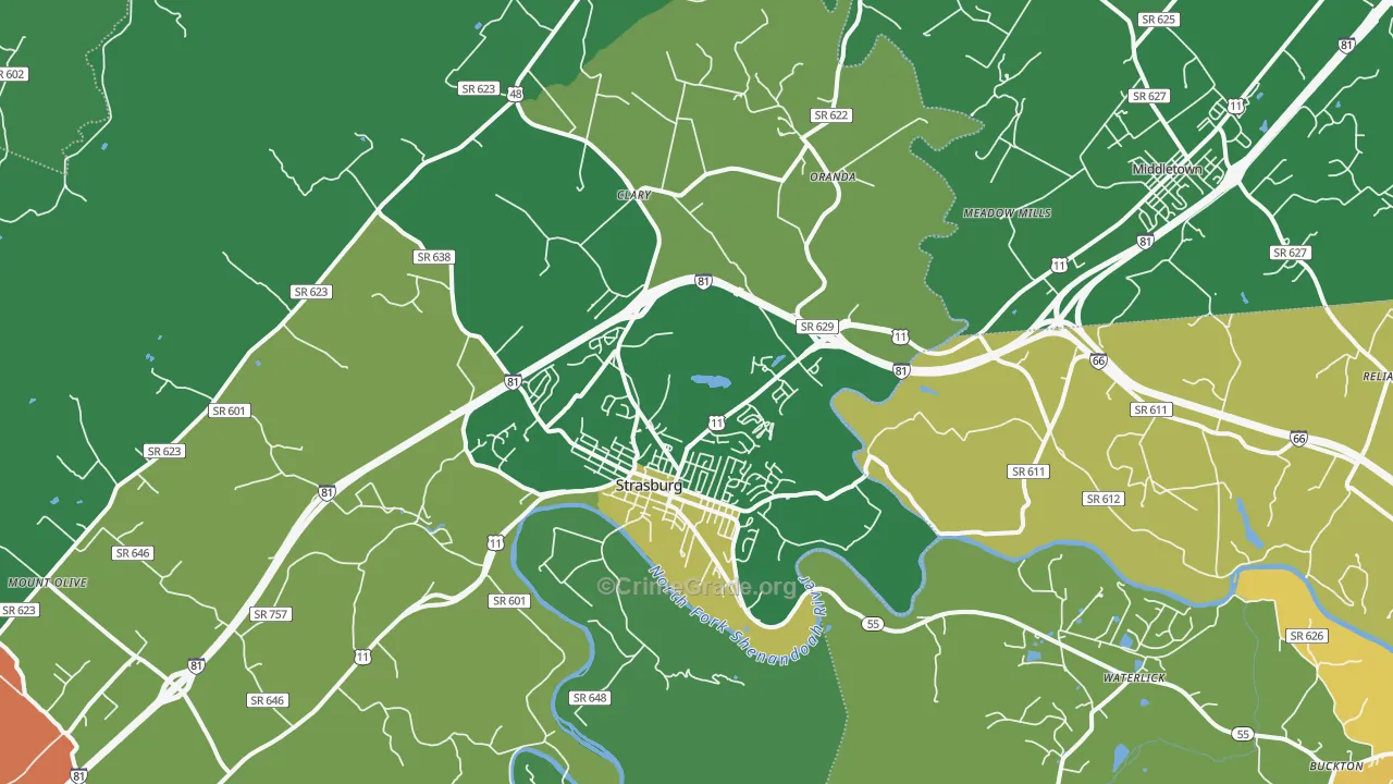 Strasburg, VA Map of Murder Rates