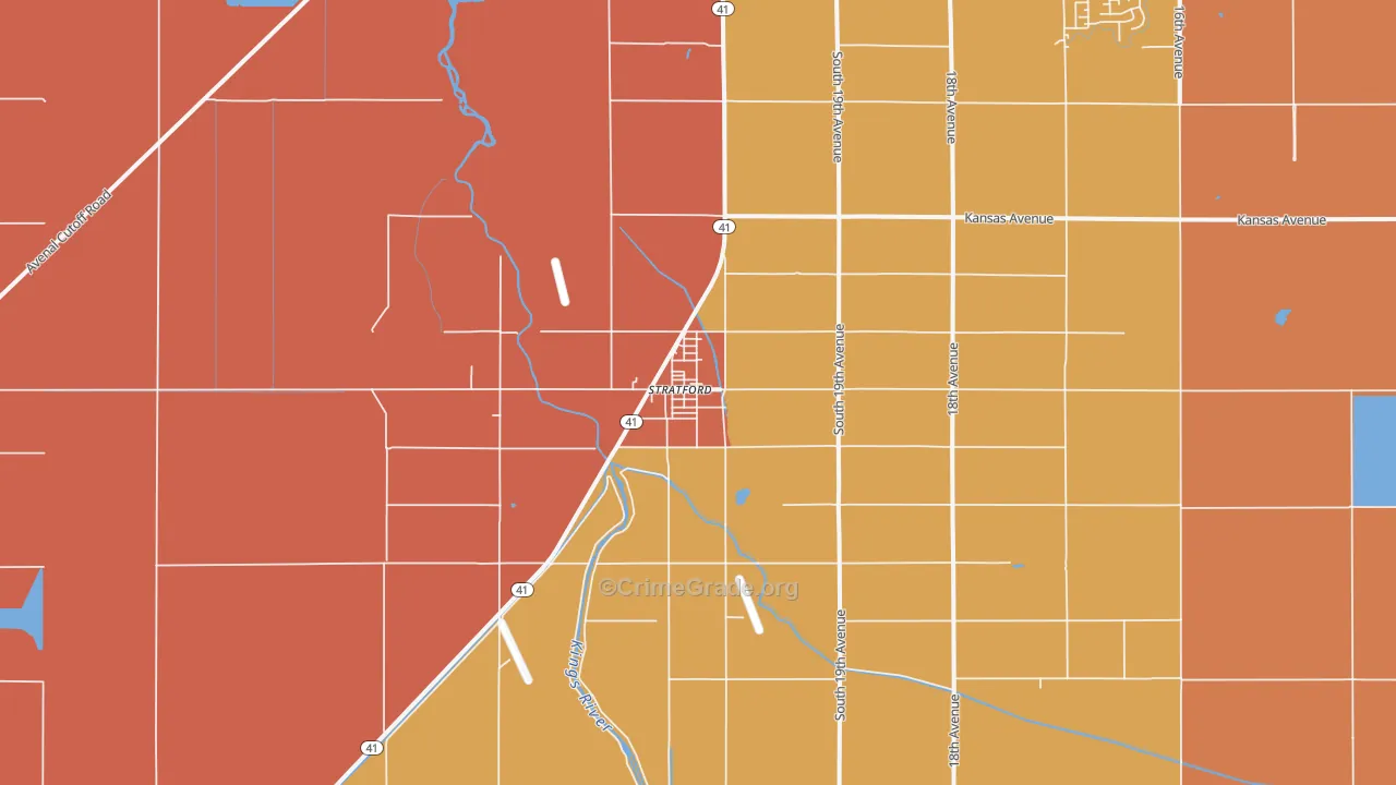 Stratford, CA Map of Murder Rates