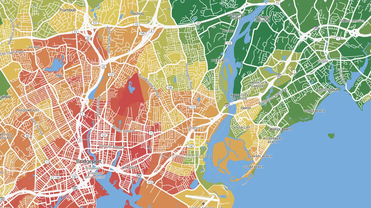 Stratford, CT Map of Murder Rates
