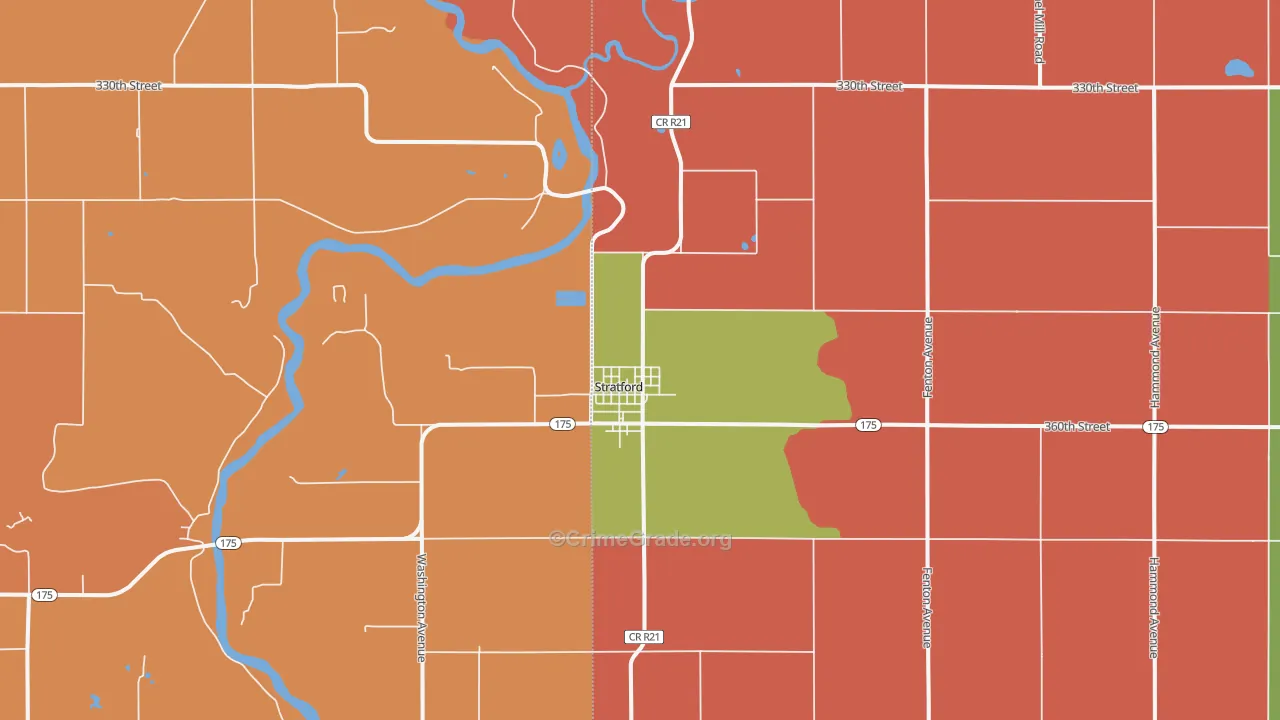 Stratford, IA Map of Murder Rates