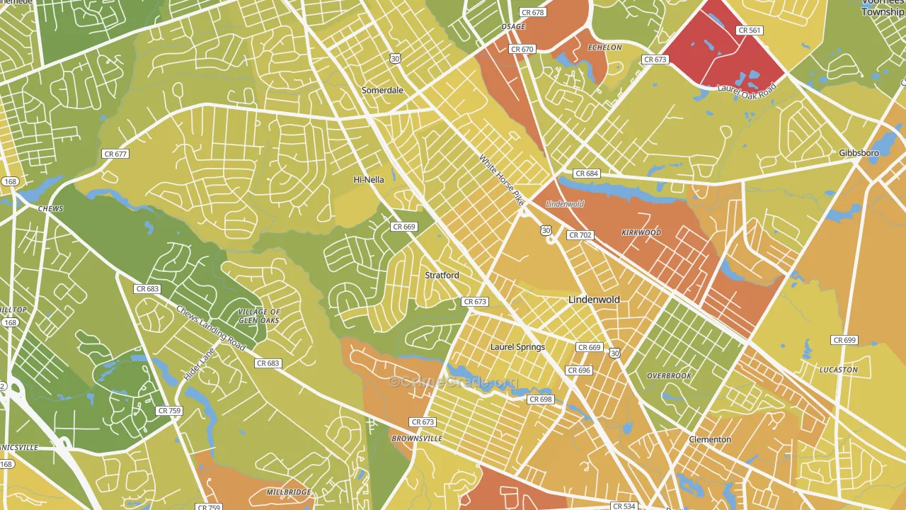 Stratford, NJ Map of Murder Rates
