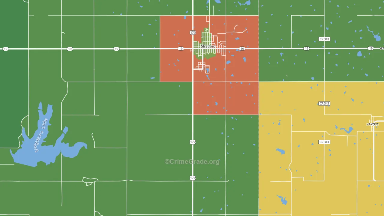 Stratford, OK Map of Murder Rates