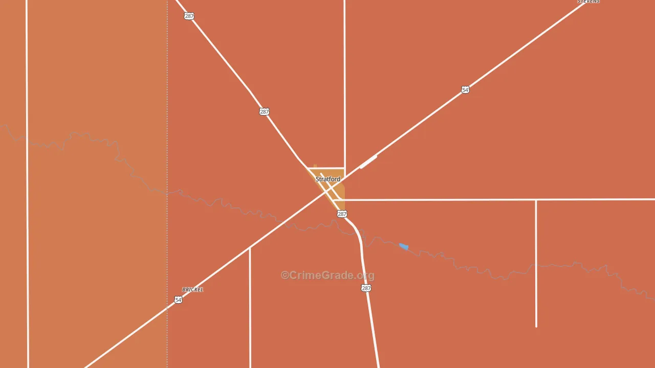 Stratford, TX Map of Murder Rates