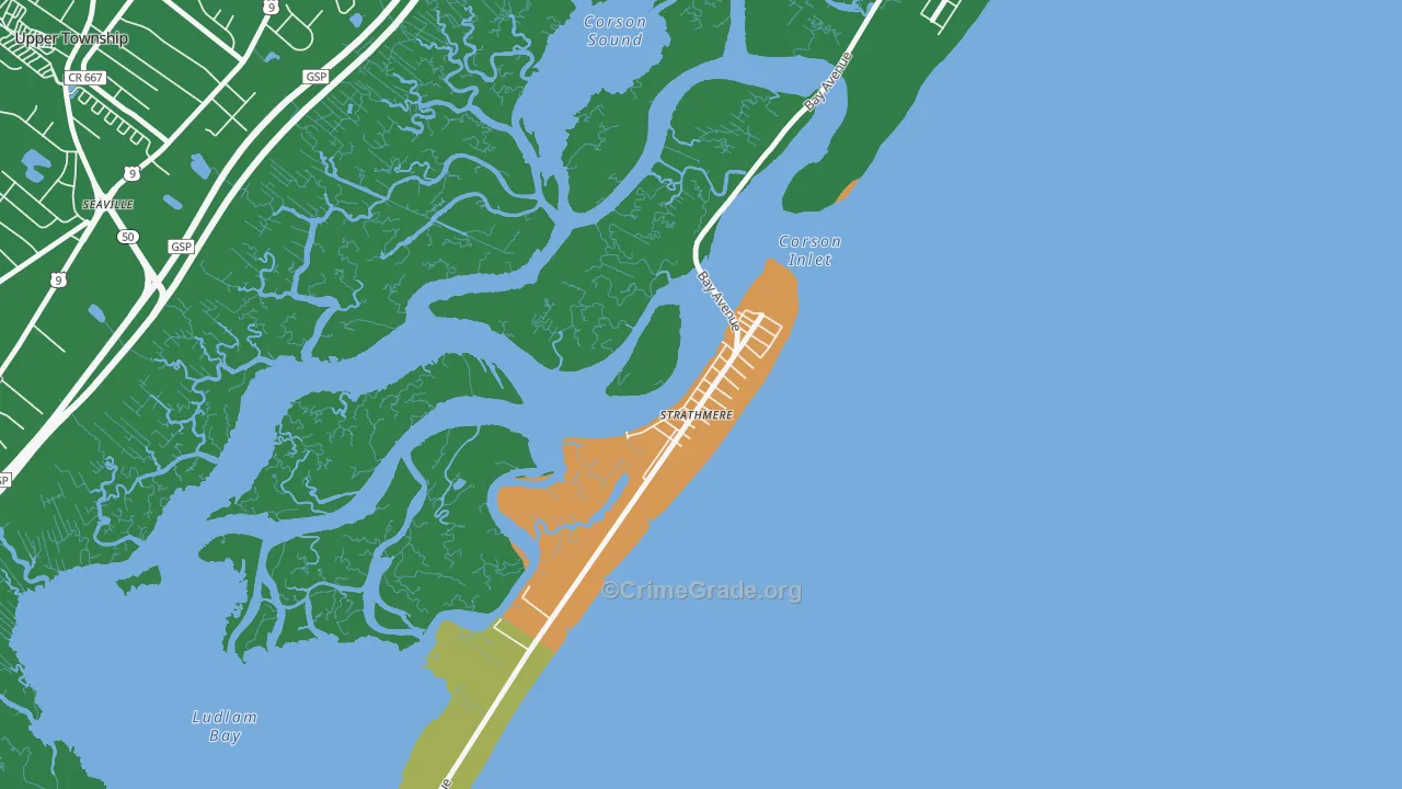 Strathmere, NJ Map of Murder Rates