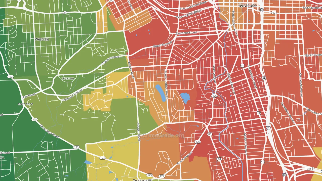 Strathmore, Syracuse, NY Map of Murder Rates