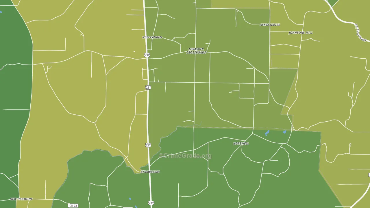 Strawberry, AL Map of Murder Rates