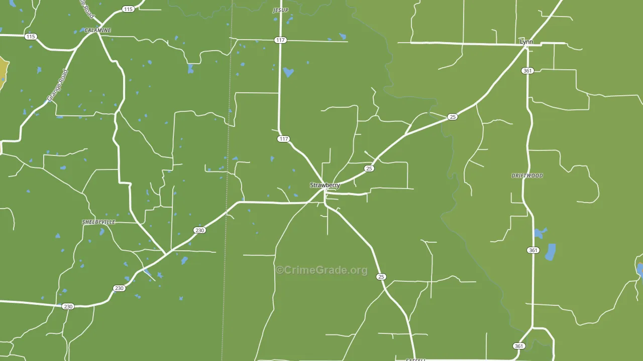 Strawberry, AR Map of Murder Rates