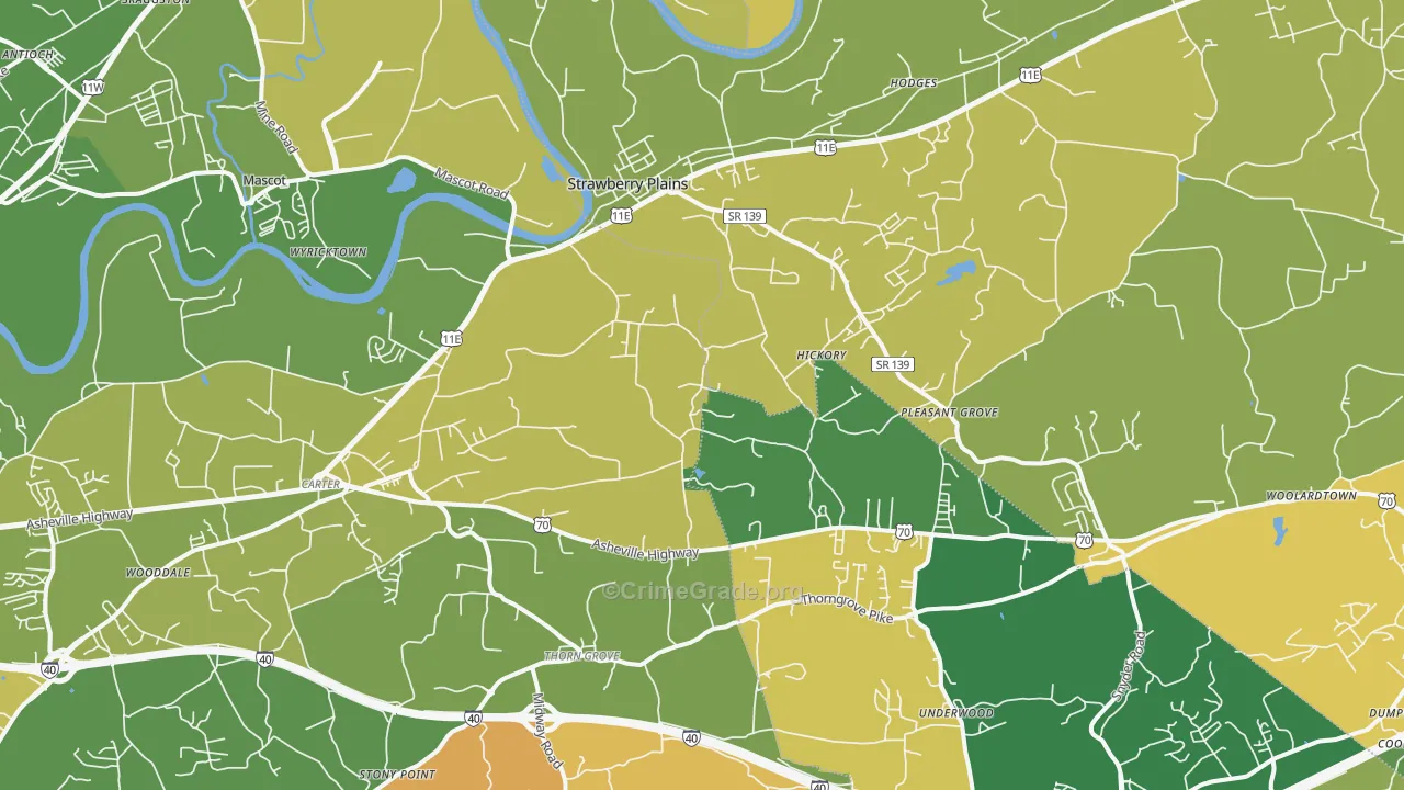 Strawberry Plains, TN Map of Murder Rates