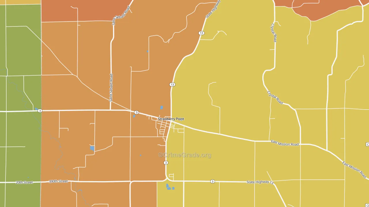 Strawberry Point, IA Map of Murder Rates