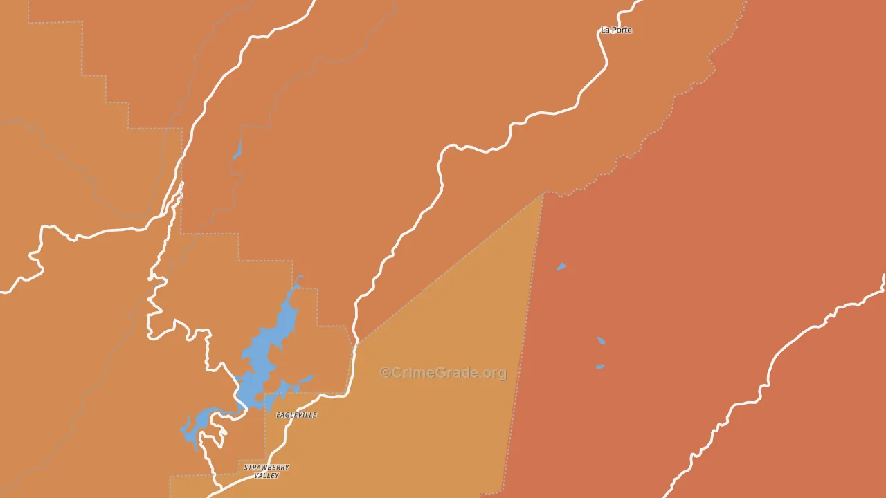Strawberry Valley, CA Map of Murder Rates