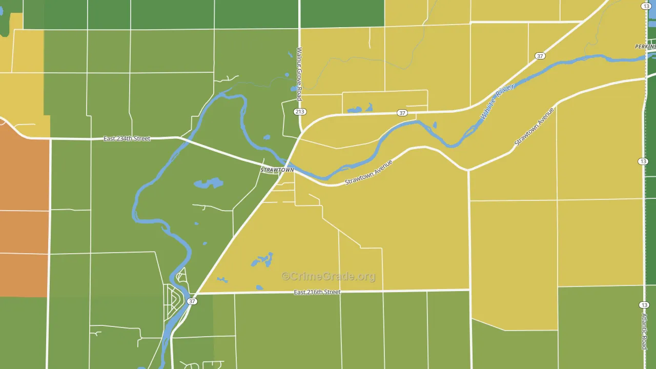 Strawtown, IN Map of Murder Rates