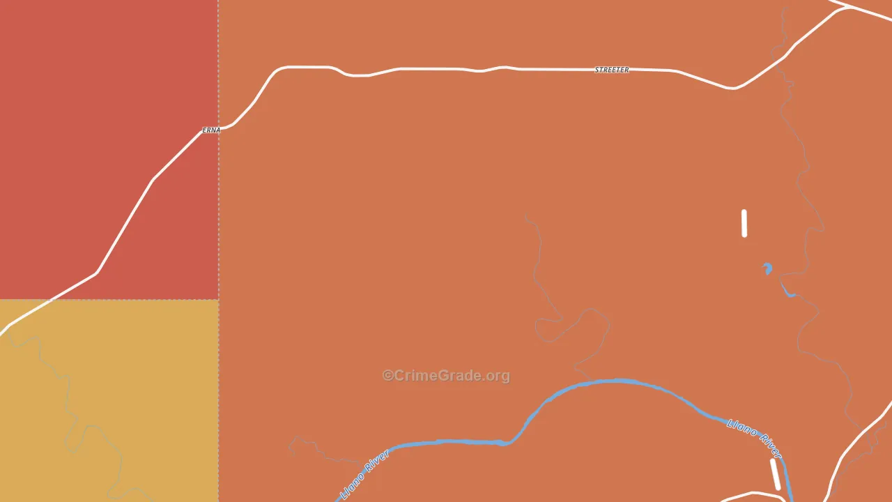 Streeter, TX Map of Murder Rates