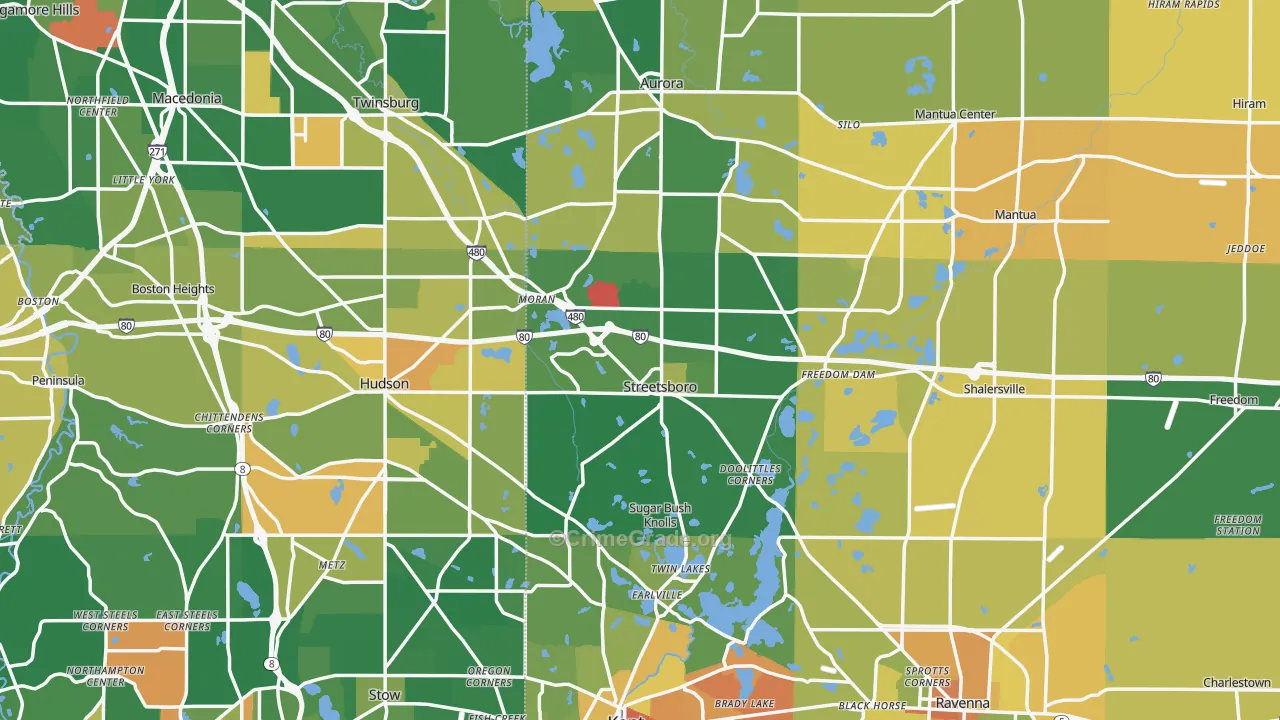 Streetsboro, OH Map of Murder Rates