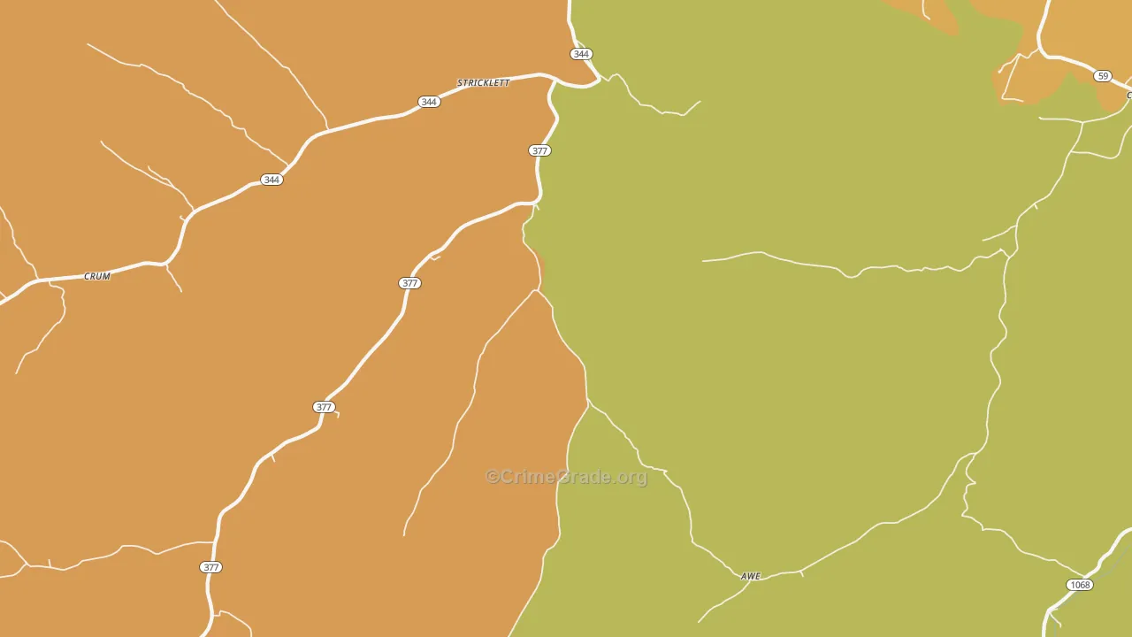 Stricklett, KY Map of Murder Rates
