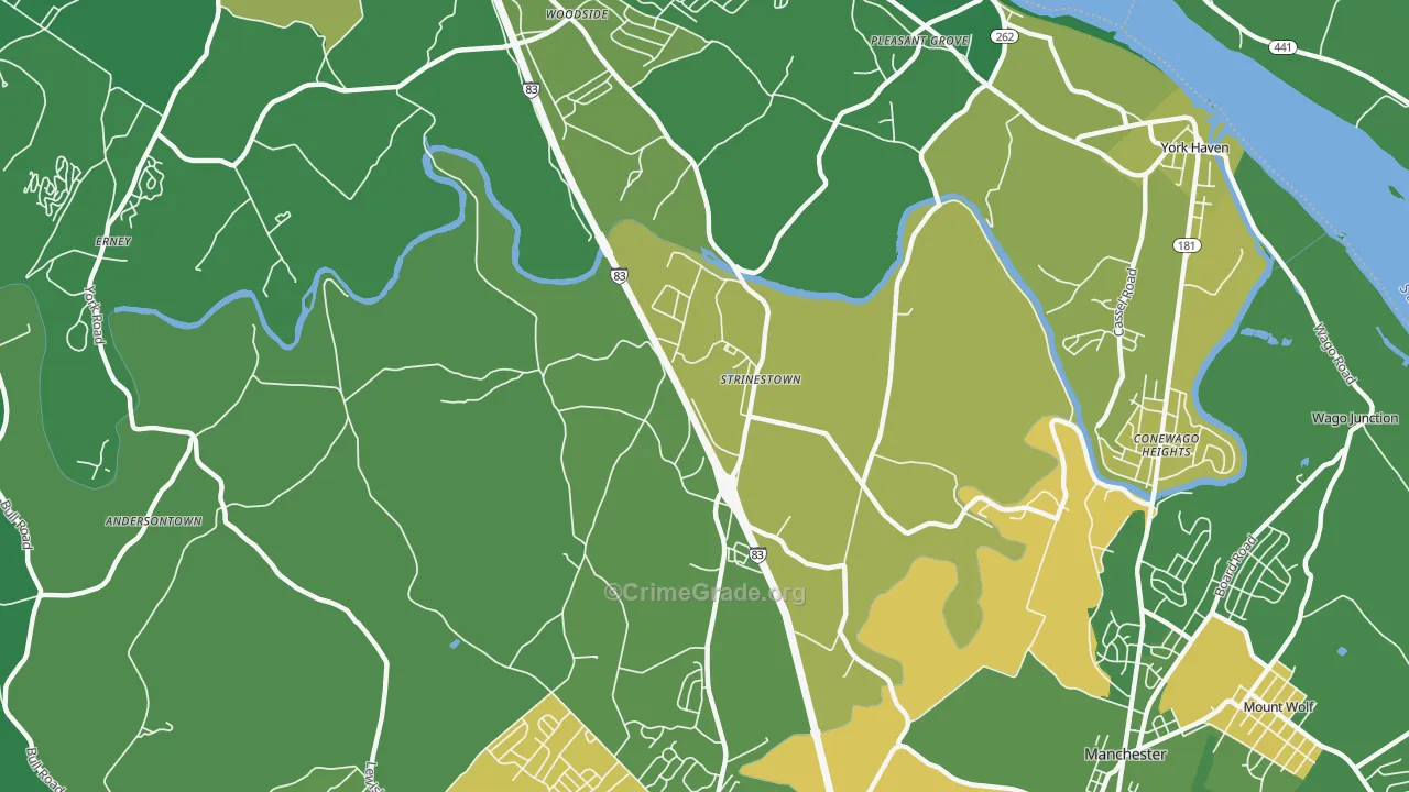 Strinestown, PA Map of Murder Rates