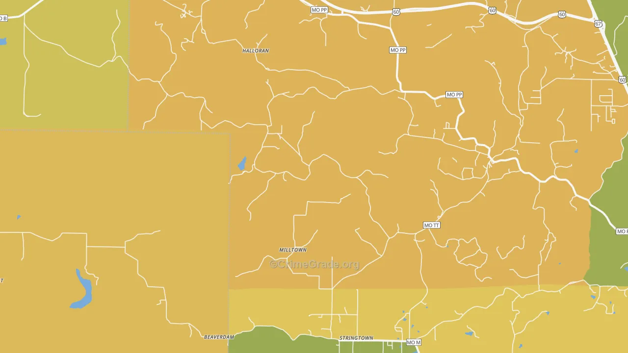 Stringtown, MO Map of Murder Rates